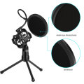 High Quality 3-IN-1Detachable Desktop Tripod Holder With Studio Mic Pop Filter Stand